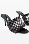 Alexander Wang black aged heiress 85mm mule sandal in crystal mesh
