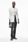 alexander wang hybrid top in cotton oxford and wool cable ivory/white