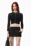 alexander wang 羊毛精裁修身迷你裤裙 black