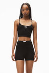 Alexander Wang black cropped ribbed cotton cami tank