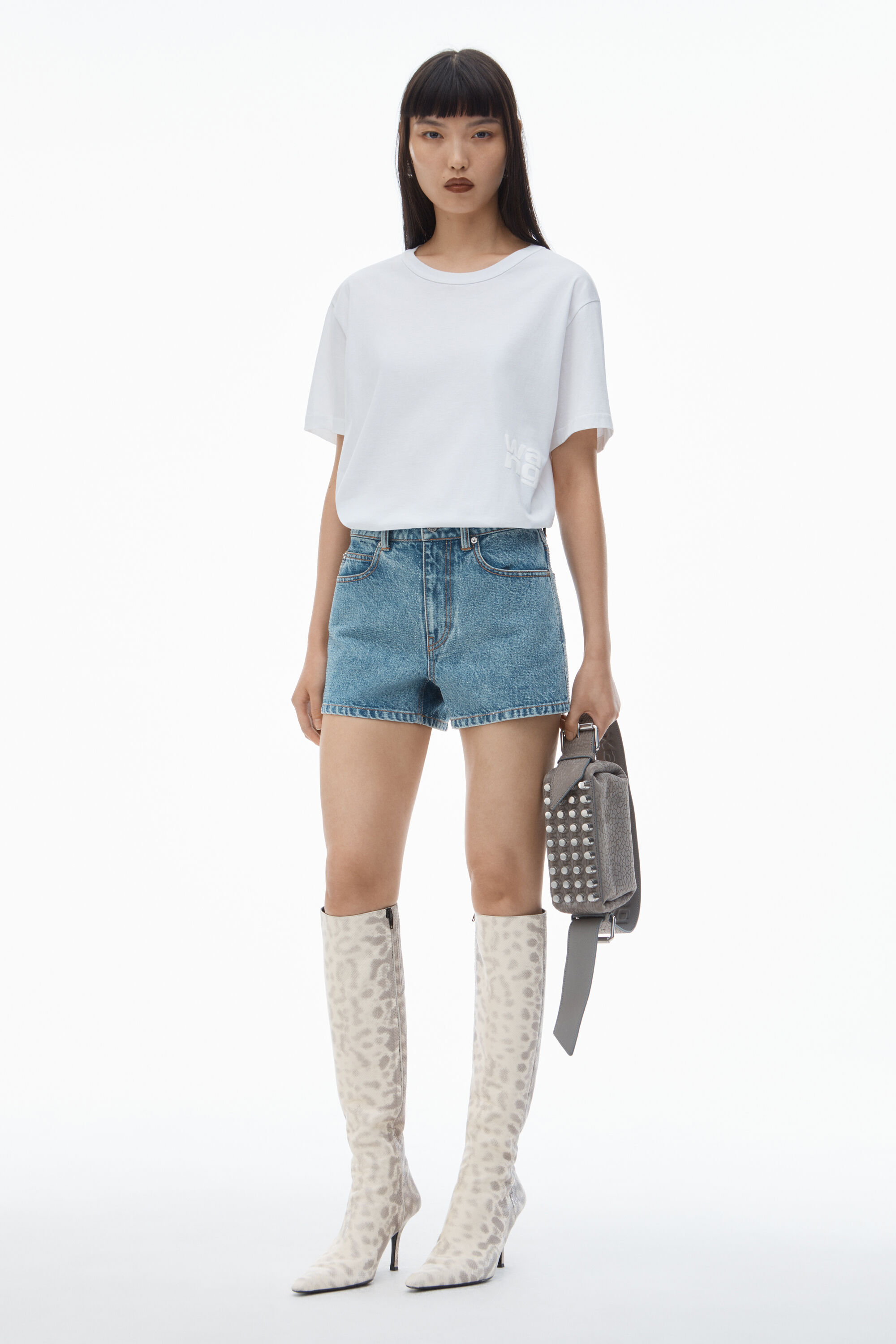 PUFF LOGO TEE IN COTTON JERSEY in WHITE | alexanderwang®