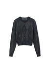 Alexander Wang graphite argyle-cardigan aus wollmischgewebe mit hotfix-strass