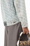 alexander wang falling back logo jacket in denim pebble bleach
