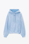 Alexander Wang washed pale blue puff logo hoodie in structured terry
