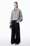 Alexander Wang dark heather grey button up cropped shirt