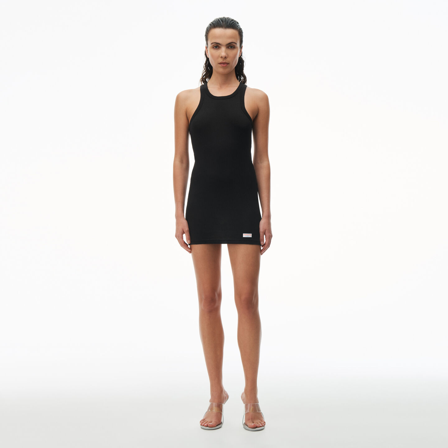 Shop Alexander Wang Racer Tank Loungewear Dress In Ribbed Cotton Jersey In Black