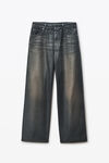 Alexander Wang vintage black 皮革 trompe-l'oeil 牛仔裤