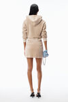 Alexander Wang warm taupe shrunken hoodie in crystal hotfix velour