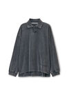 Alexander Wang vintage grey 棉质平纹针织布男士长袖 polo t 恤
