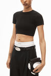alexander wang cropped tee in compact jacquard black