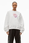 alexander wang suga baby crewneck sweatshirt in terry bright white