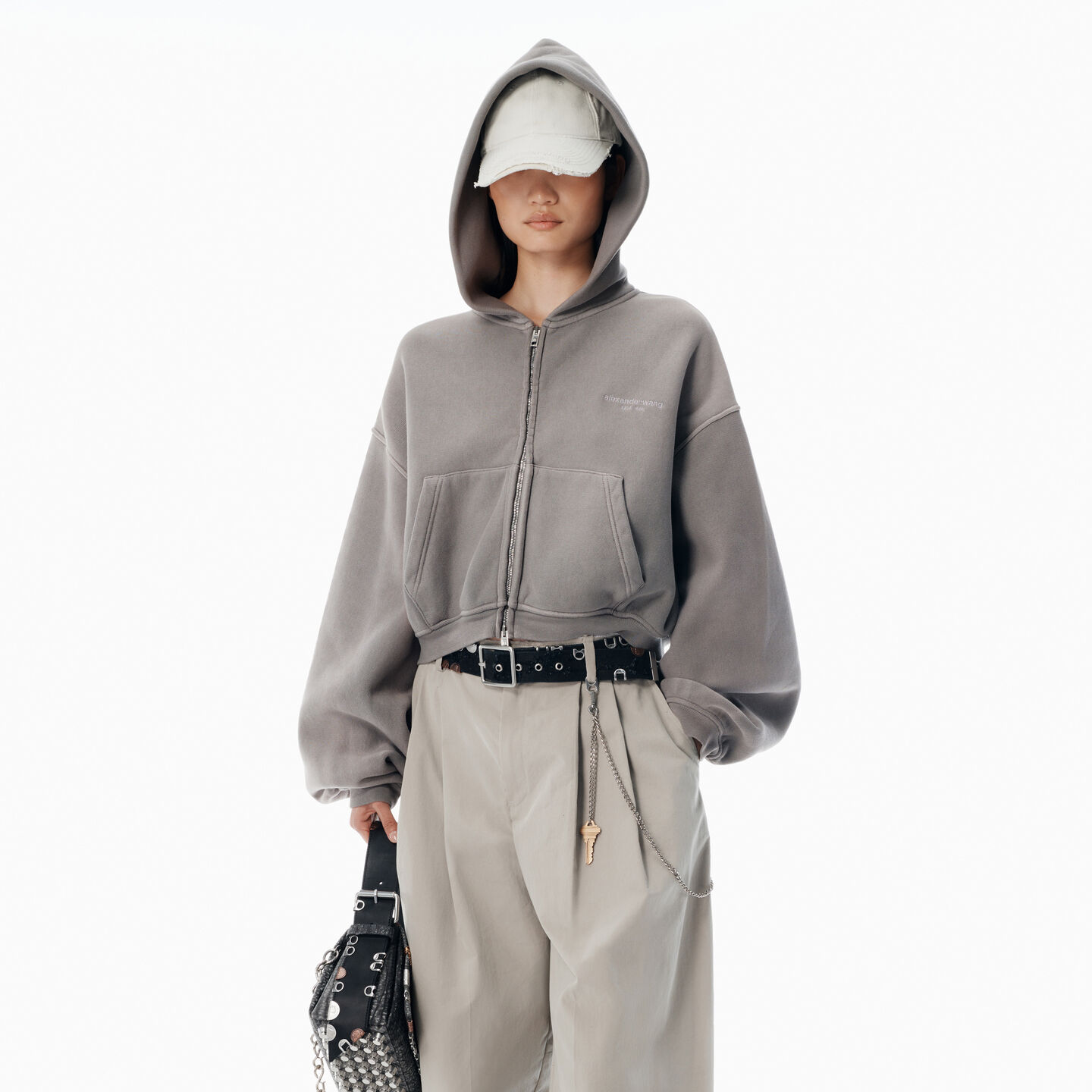 Alexander Wang Stretch-cotton Oversized Cropped Hoodie