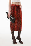 alexander wang 蛇纹图案铅笔裙 red