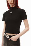 LOGO PATCH MOCK NECK TOP IN BODYCON KNIT