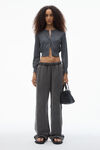 alexander wang 超细美利奴羊毛徽标短款开衫 charcoal melange
