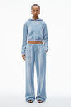 Alexander Wang washed light blue shrunken zip-up hoodie in crushed velour