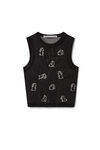 alexander wang 薄纱网眼烫钻短款背心上衣 black