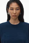 Alexander Wang navy rippstrick-pullover mit logo-prägung