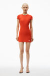 Alexander Wang fiery red short-sleeve loungewear dress in ribbed cotton