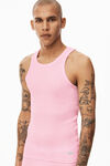 alexander wang tank in ribbed cotton light pink
