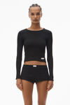 Alexander Wang black crystal hotfix long sleeve crewneck tee