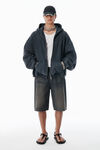 Alexander Wang washed black schwarze kapuzenjacke aus baumwolle mit logo