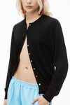 Alexander Wang black cardigan aus superfeiner merinowolle mit geprägtem logo
