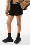 alexander wang logo elastic short in stretch corduroy black