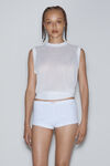 Alexander Wang soft white mockneck tank in clear bead hotfix
