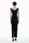 Alexander Wang black ruched wide v-neck maxi dress