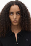 Alexander Wang black logo embroidered polo cardigan in wool