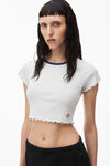 alexander wang 卷边下摆装饰苹果徽标缀饰微罗纹平纹针织婴儿 t 恤 light heather grey
