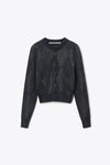Alexander Wang graphite argyle-cardigan aus wollmischgewebe mit hotfix-strass