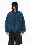 Alexander Wang washed navy felpa blu navy con cappuccio, zip e logo in cotone