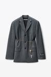 Alexander Wang dark grey melange 灰色羊毛混纺毛边西装外套