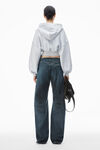 alexander wang cropped zip up hoodie in classic terry light heather grey