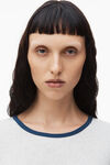 alexander wang lettuce hem crewneck in micro rib jersey light heather grey