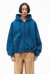 alexander wang zip hoodie in dense fleece rich cobalt