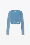 Alexander Wang washed blue cropped long-sleeve tee in ribbed cotton