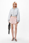 Alexander Wang light heather grey felpa corta in cotone con zip e cappuccio