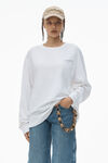Alexander Wang white unisex long sleeve tee in high twist jersey