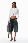 Alexander Wang soft white cropped cardigan in clear bead hotfix