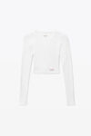 Alexander Wang white cropped long-sleeve tee in ribbed cotton jersey