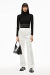 alexander wang wide-leg trouser in cotton tailoring snow white