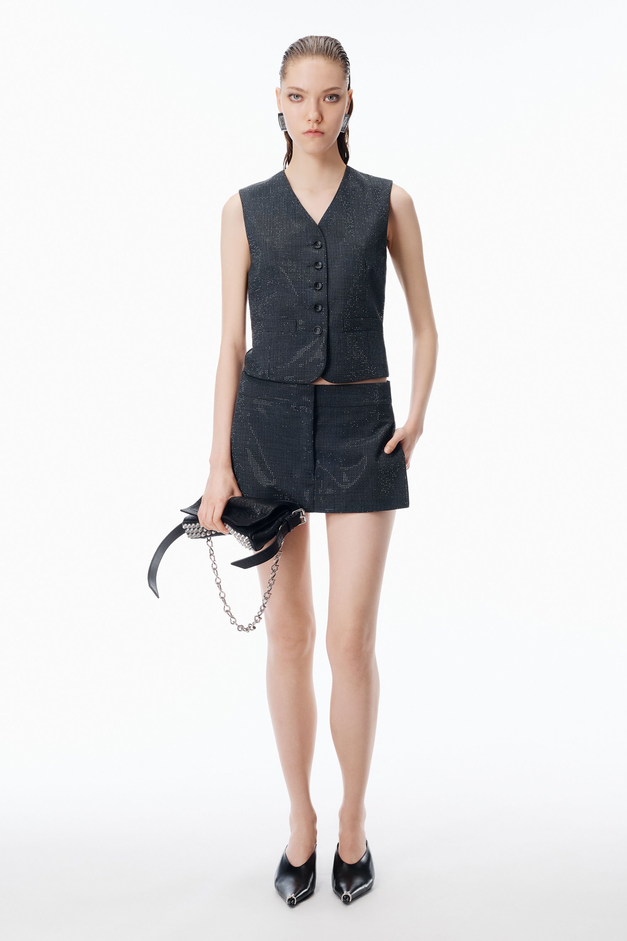 Crystal Tailored Vest in GREY | alexanderwang®