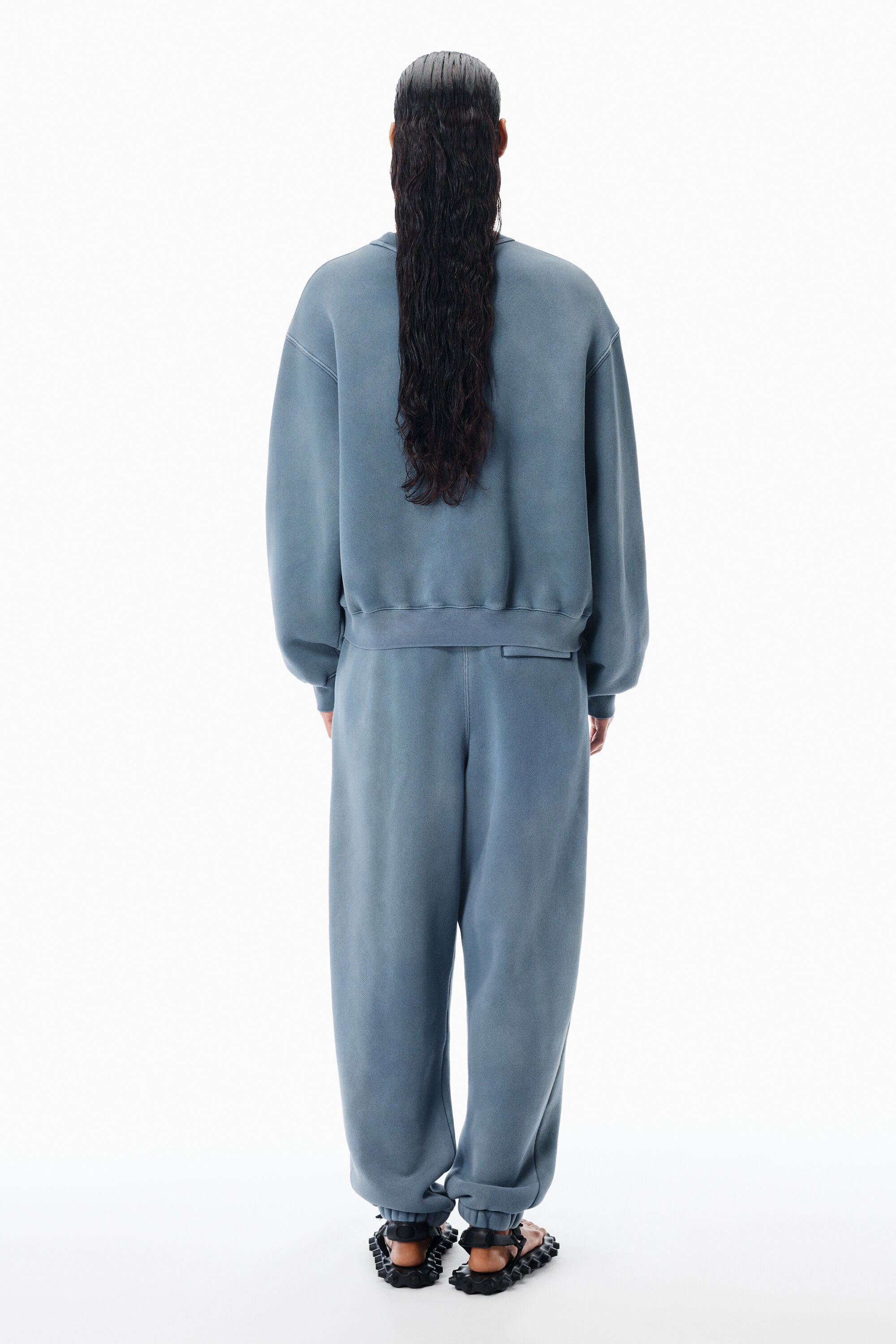 blue puff-print logo sweatpants in WASHED BLUE INK | alexanderwang®