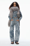 Alexander Wang washed smoke white low-rise flocked jeans with lasered cloud print