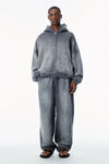 Alexander Wang washed chalk kapuzenjacke mit hotfix-strass