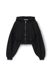 alexander wang cropped zip up hoodie in classic terry faded black