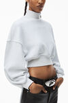 alexander wang turtleneck sweatshirt in classic terry light heather grey